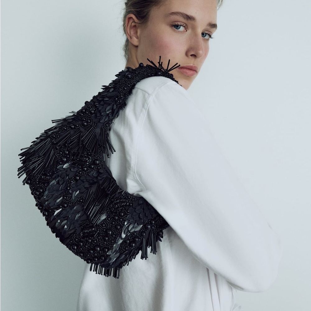 Zara beaded black bag